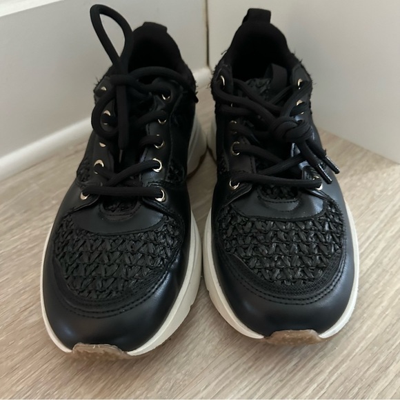 Zara Women's chunky black sneakers Crochet Straw Raffia Combination Size 40 - Picture 3 of 9